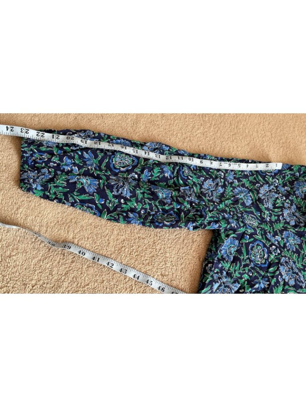 Vineyard Vines Floral Pleated Top Blue Green 3X NWT Boho - Picture 12 of 16